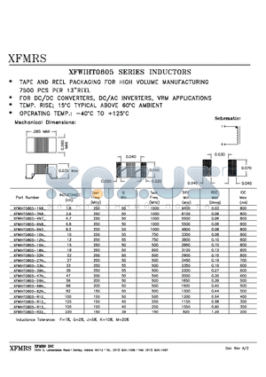 XFWIHT0805-27N_ datasheet - INDUCTORS