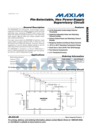 MAX6886_12 datasheet - Pin-Selectable, Hex Power-Supply Supervisory Circuit