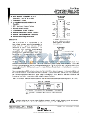 TL-SCSI285 datasheet - FIXED-VOLTAGE REGULATORS FOR SCSI ACTIVE TERMINATION