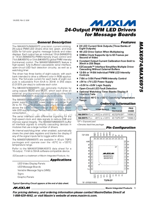 MAX6975 datasheet - 24-Output PWM LED Drivers for Message Boards