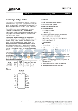 ISL5571AIB datasheet - Access High Voltage Switch