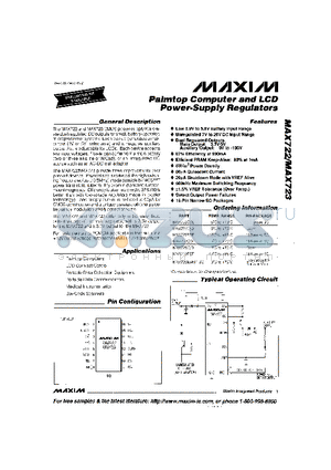 MAX722 datasheet - PALMTOP COMPUTER AND LCD POWER SUPPLY REGULATORS