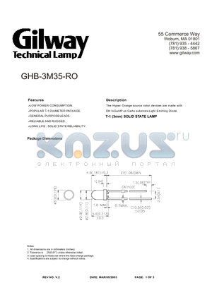 GHB-3M35-RO datasheet - T-1 (3mm) SOLID STATE LAMP