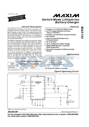 MAX745C/D datasheet - Switch-Mode Lithium-Ion Battery-Charger