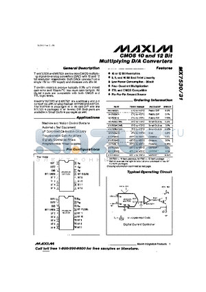 MAX7531J/D datasheet - CMOS 10 and 12 Bit Multiplying D/a Converters