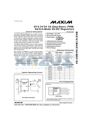 MAX787CCK datasheet - 5V/3.3V/3V 5A Step-Down, PWM, Switch-Mode DC-DC Regulators