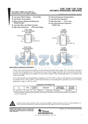 TL087_07 datasheet - JFET-INPUT OPERATIONAL AMPLIFIERS