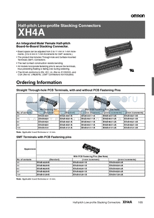 XH4A-5031-2A datasheet - Half-pitch Low-profile Stacking Connectors