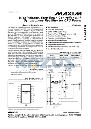 MAX797 datasheet - High-Voltage, Step-Down Controller with Synchronous Rectifier for CPU Power