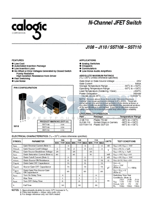 XJ108-110 datasheet - N-Channel JFET Switch