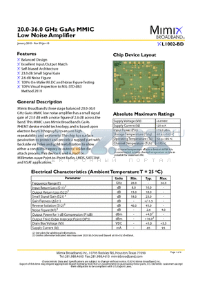 XL1002-BD datasheet - 20.0-36.0 GHz GaAs MMIC