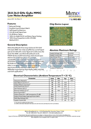 XL1002-BD_10 datasheet - 20.0-36.0 GHz GaAs MMIC