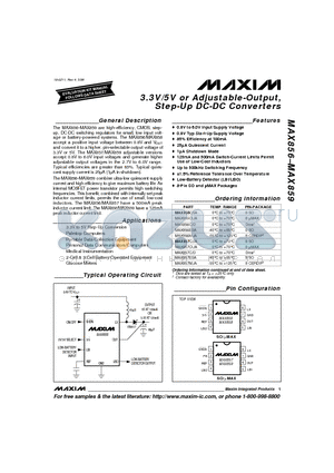 MAX857CSA datasheet - 3.3V/5V or Adjustable-Output, Step-Up DC-DC Converters