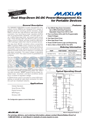 MAX8621Y datasheet - Dual Step-Down DC-DC Power-Management ICs for Portable Devices