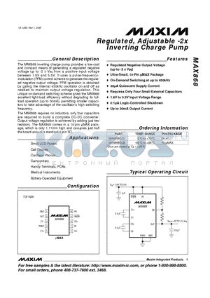 MAX868EUB datasheet - Regulated, Adjustable -2x Inverting Charge Pump