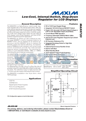 MAX8723ETE+ datasheet - Low-Cost, Internal-Switch, Step-Down Regulator for LCD Displays