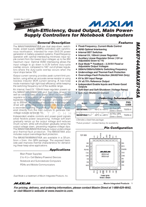 MAX8745A datasheet - High-Efficiency, Quad Output, Main Power- Supply Controllers for Notebook Computers