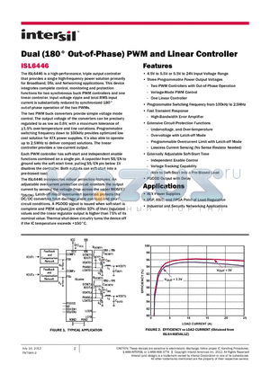 ISL6446 datasheet - Dual (180` Out-of-Phase) PWM and Linear Controller