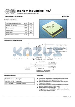 XLT2391-04AC datasheet - Thermoelectric Cooler