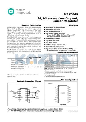 MAX8869EUE50_12 datasheet - 1A, Microcap, Low-Dropout, Linear Regulator