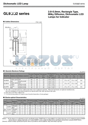 GL9ED2 datasheet - 2.0X5.0mm, Rectangle Type, Milky Diffusion, Dichromatic LED Lamps for Indicator