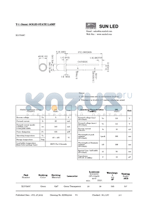 XLUG65C datasheet - T-1 (3mm) SOLID STATE LAMP