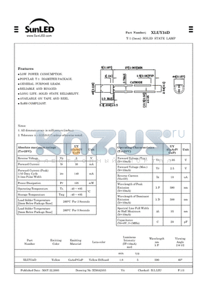 XLUY34D datasheet - T-1 (3mm) SOLID STATE LAMP