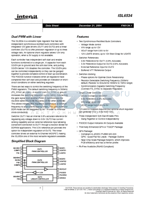 ISL6534CR-T datasheet - Dual PWM with Linear