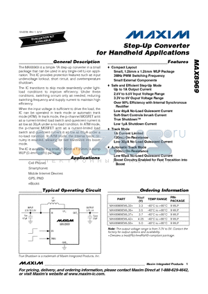 MAX8969 datasheet - Step-Up Converter for Handheld Applications