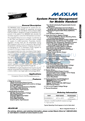 MAX8939EWV datasheet - System Power Management for Mobile Handset Hardware Input Enable