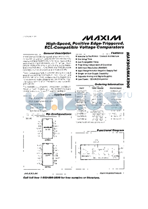 MAX905CSD datasheet - High-Speed, Positive Edge-Triggered, ECS-Compatible Voltage Comparators