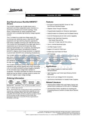 ISL6597_06 datasheet - Dual Synchronous Rectified MOSFET Drivers