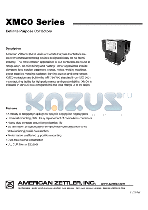 XMC0 datasheet - Definite Purpose Contactors