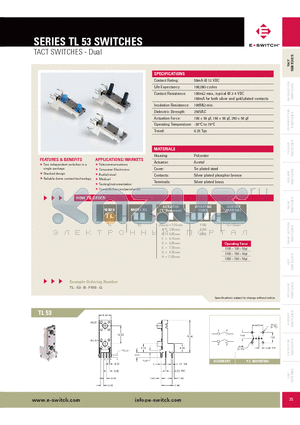 TL53DF100Q datasheet - TACT SWITCHES - Dual