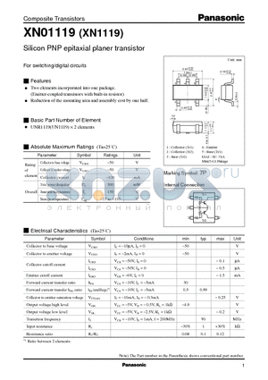 XN01119 datasheet - Silicon PNP epitaxial planer transistor