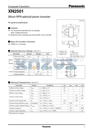 XN02501 datasheet - Silicon NPN epitaxial planer transistor