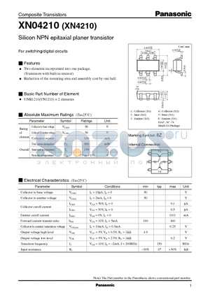 XN04210 datasheet - Silicon NPN epitaxial planer transistor