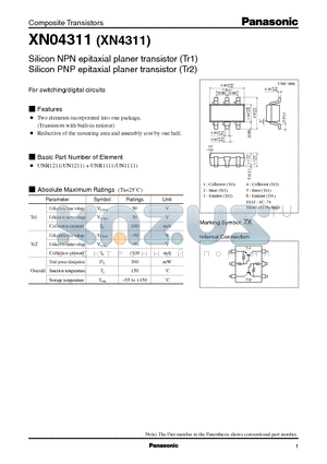 XN04311 datasheet - Silicon NPN epitaxial planer transistor