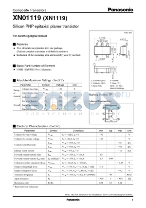 XN1119 datasheet - Silicon PNP epitaxial planer transistor