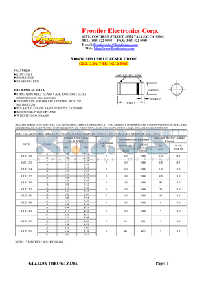 GLZJ4.3 datasheet - 500mW MINI MELF ZENER DIODE