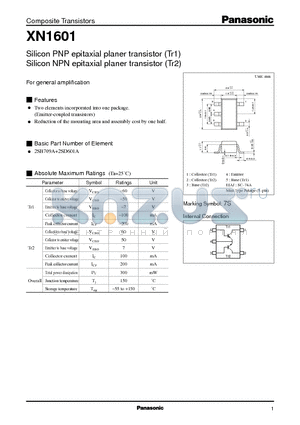 XN1601 datasheet - Silicon PNP(NPN) epitaxial planer transistor