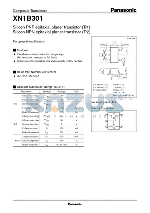 XN1B301 datasheet - Silicon PNP(NPN) epitaxial planer transistor