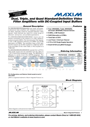 MAX9583_0710 datasheet - Dual, Triple, and Quad Standard-Definition Video Filter Amplifiers with DC-Coupled Input Buffers
