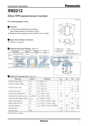 XN2212 datasheet - Silicon NPN epitaxial planer transistor