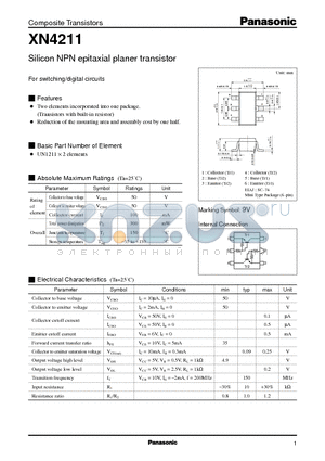 XN4211 datasheet - Silicon NPN epitaxial planer transistor