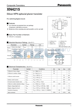 XN4215 datasheet - Silicon NPN epitaxial planer transistor