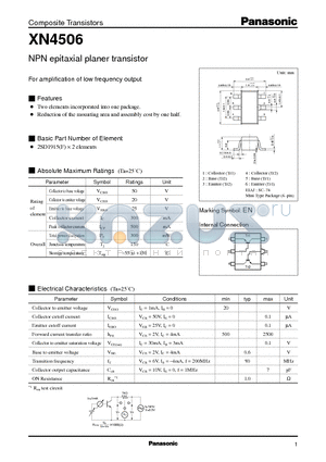 XN4506 datasheet - NPN epitaxial planer transistor