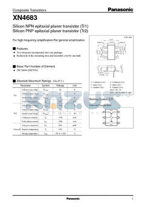 XN4683 datasheet - Silicon NPN(PNP) epitaxial planer transistor