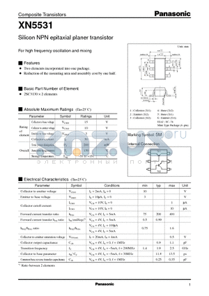 XN5531 datasheet - Silicon NPN epitaxial planer transistor