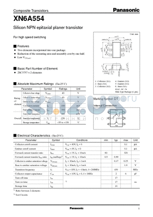 XN6A554 datasheet - Silicon NPN epitaxial planer transistor